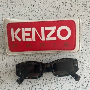 Kenzo Black Patterned Sunglasses with Red and White Case